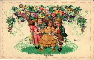 Jugendlust / Children art postcard. B.K.W.I. 123-4. s: August Patek (EK)