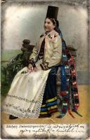 1905 Sächsin Siebenbürgen / Szász nő Erdélyből / Transylvanian folklore (b)