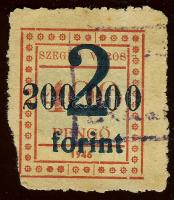 Szeged 1946. Városi Közmunka III. 4000P/200.000P/2Ft fny-sal, Adamovszky nem említi, ill. "egyéb" változatok lehetnek! T:I jobb alsó sarok tépéshiánnyal