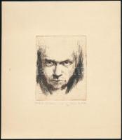 Váczi András (1967- ): Portré. Rézkarc, számozott művészpéldány E.A. I/XV. Jelzett 11x8,5 cm