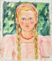 Mannheim Róza (1880-1965): Lány portré. Olaj, vászon, jelzett, vakkeret nélkül, 43×37,5 cm