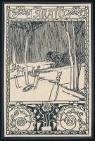 1908 Kozma Lajos (1884-1948): Sirató, klisé, papír kartonra kasírozva, jelzett a dúcon, 15x10 cm