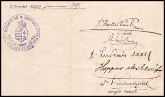 1899 Kolozsvár, jogtudományi államvizsgálati bizonyítvány, rajta többek közt Haller Károly (1836-191...