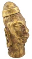 Császár Pál: Fülbevalós fej. Terrakotta, aranyozott, réz. Jelzett, hibátlan. 24 cm