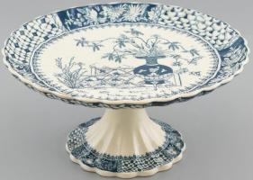 Copeland tortatál, matricás fajansz, kopott, mázrepedésekkel, jelzett, m: 11,5 cm, d: 24,5 cm