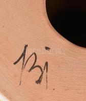 Bokros Júlia (1931- ): Lányka. Színes mázakkal festett kerámia, jelzett, kopásnyomokkal, m: 27,5 cm