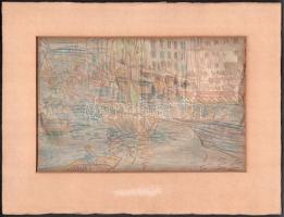 Jelzés nélkül: Velence. Akvarell, ceruza, papír, sérült, paszpartuban, 17×26,5 cm