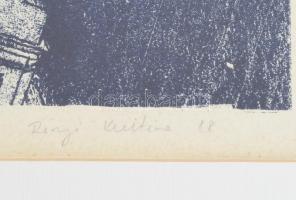 Rényi Krisztina (1956-): Városi tájkép. Litográfia, papír. Jelzett. 30x43 cm Üvegezett keretben