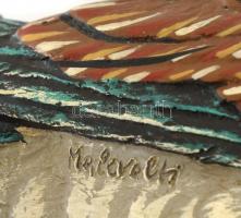 Malevolh jelzéssel: Kacsa. Öntött bronz és ismeretlen anyag. kopásnyomokkal. m: 19, h: 21 cm