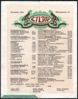 1973 Balatonszemes, Kistücsök étlap