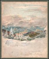 Ócsvár Rezső (1877-1968): Szomolnok (Smolnik), 1900. Akvarell, karton, jelzett, kissé foltos, paszpa...