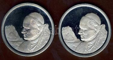 Spanyolország 1982. "II.János Pál pápa-Montserrat" ffém emlékérem (2x) T:PP
