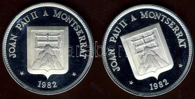 Spanyolország 1982. "II.János Pál pápa-Montserrat" ffém emlékérem (2x) T:PP
