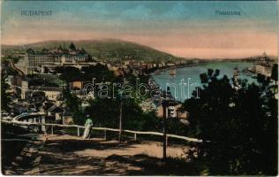 1911 Budapest I. Kilátás a Gellérthegyről, Királyi vár, Tabán. Schwarcz Jakab kiadása