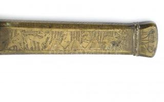 Toll és tintatartó, öntött réz, kopott, h: 24 cm