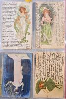 70 db művészeti és üdvözlőlap néhány városképpel berakóban