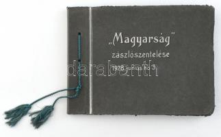 1928 Dunakeszi, "Magyarság" zászlószentelése, fotóalbum, 14 db fotó, 8,5×11,5 cm