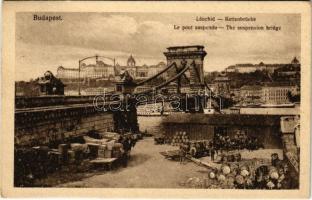 1916 Budapest, Lánchíd, Királyi vár, pesti rakpart (vágott / cut)