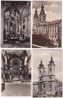Eger, templomok, belső - 4 db régi képeslap / 4 pre-1945 postcards
