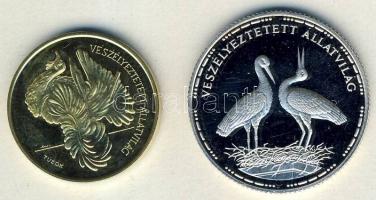 1992. 5000Ft Au 7,77g "Túzok" + 200Ft Ag "Fehér gólya" párban, díszdobozban, tan...