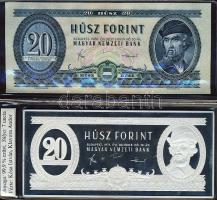1975. 20Ft-os bankjegy Ag imitációja 7oz/217,73g T:PP hozzá 1980. 20Ft T:I Egyben, eredeti vákumcsomagolásban, beforrasztott tanúsítvánnyal! RR!! Csak 500db!