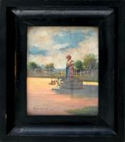Perlmutter Imre (1870 k.-1935): Menyecske. Olaj, fa, jelzett. Régi üvegezett fa keretben, 13×11 cm