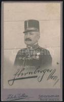cca 1900 Őrnagy kitüntetésekkel, keményhátú fotó Fekete Zoltán székesfehérvári műterméből, 10,5×6,5 cm