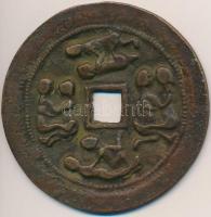 Kína DN kétoldalas, pénzérmét utánzó Br érem, erotikus jelenetekkel (67mm) T:2 China ND double sided Br commemmorative medal fashioned after a coin, with erotic scenes (67mm) C:XF