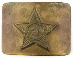 Szovjet katonai fém övcsat, 5×7 cm, kopásnyomokkal