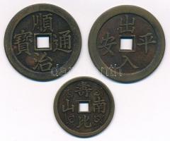 Kína DN 3xklf kétoldalas, pénzérmét utánzó Br zseton (2db 48mm, 1db 38mm) T:2,2-
China ND 3xdiff tw...