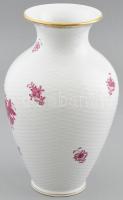 Herendi porcelán Apponyi mintás váza. Kézzel festett, jelzett, peremén hajszálrepedéssel. 23,5 cm