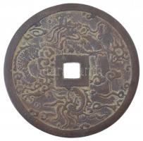 Kína DN kétoldalas, pénzérmét utánzó Br érem (126mm) T:2- China ND two-sided Br medallion fashioned after a coin (126mm) C:VF