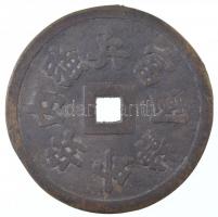 Kína DN kétoldalas, pénzérmét utánzó Br érem (122mm) T:2- China ND two-sided Br medallion fashioned after a coin (122mm) C:VF