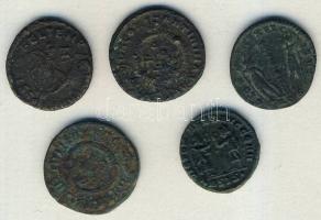 Római Császárság 5db kisbronz T:vegyes