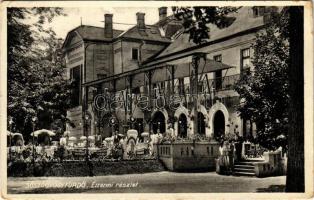 1931 Nyíregyháza, Sóstógyógyfürdő, étterem, terasz pincérekkel (EB)