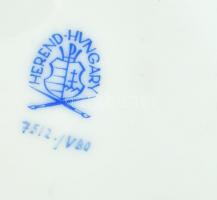 Herendi Viktória mintás hármas kínálótál, szív alakú fogóval. Kézzel festett porcelán, kopott, jelze...