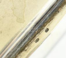 Ezüst (Ag): doboz, fabetéttel, jelzett, kopott, monogramos, belsejében véset felirattal. 9,5x11,5x4,...