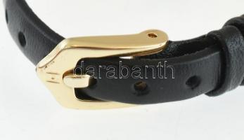 Arany (Au/14k) Nivrel női karóra, mechanikus szerkezettel, kopott, működik, jelzett, bőr szíjjal, br...