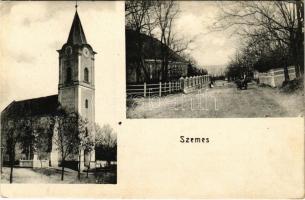 1909 Balatonszemes, Szemes; templom, utca. Berliner Salamon kiadása (ázott sarok / wet corner)