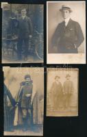 cca 1900-1930 Strauss Pál földbirtokos, Henzel Imre, Joszip János, Stéger Mihály földműves, 4 db fotó és fotólap, közte egy keményhátú, feliratozva, 10x6,5 cm és 14x8,5 cm közötti méretben