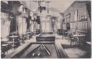 1915 Budapest II. Casino Kávéház belső biliárdasztalokkal. Margit Körút 40. Frisch Rezső tulajdonos (EK)