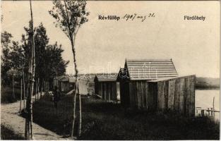 1907 Révfülöp, fürdőhely, kabinok