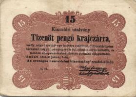 1848. 15kr "Kossuth-bankó" T:II-