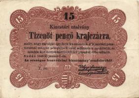 1848. 15kr "Kossuth-bankó" T:II-