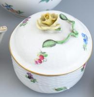 Herendi Eton mintás 12 személyes teás, mokkás (cukortartója virág mintás, erősen sérült) és sütemény...