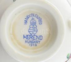 Herendi Eton mintás 12 személyes teás, mokkás (cukortartója virág mintás, erősen sérült) és sütemény...