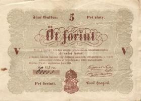 1848. 5Ft "Kossuth-bankó" T:II-/III+