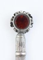 Almandinnal ékített fém medál, kopott, 7cm