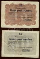 1849. 15kr + 30kr "Kossuth-bankó" T:II/III