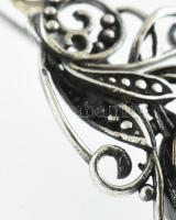 Aranyozott ezüst(Ag) fülbevalópár piros kővel, jelzett, h: 3,5 cm, bruttó: 13,06 g